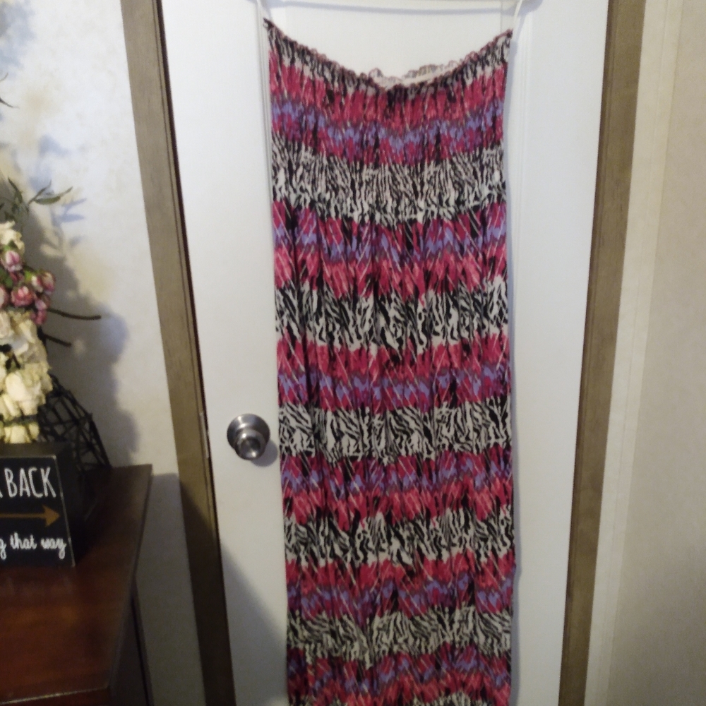 Multi colored strapless dress